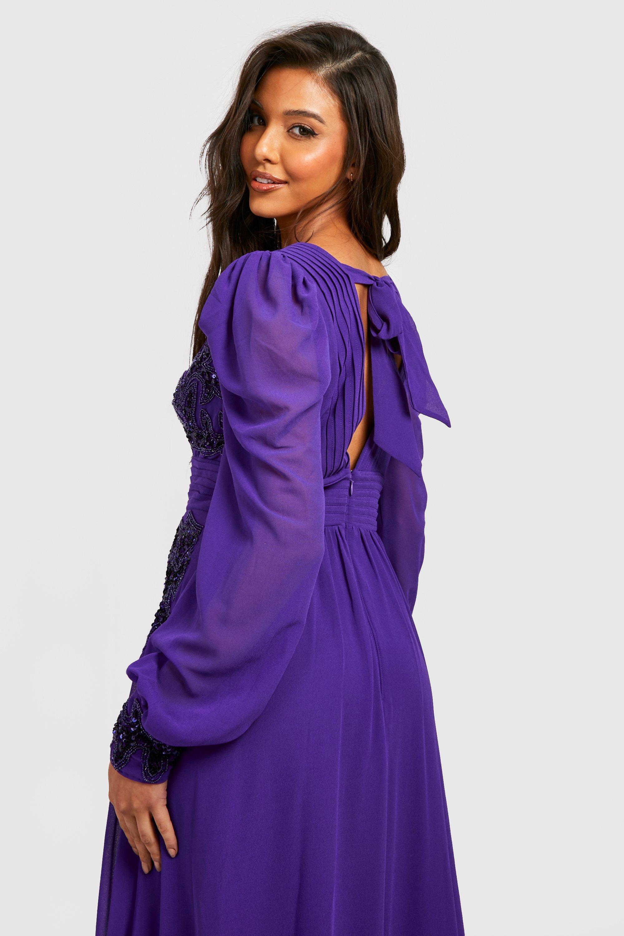 Purple dress boohoo hotsell